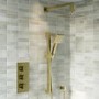 Brushed Brass 2 Outlet Concealed Thermostatic Shower Valve With Triple Control - Zana
