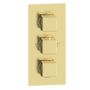 Brushed Brass 2 Outlet Concealed Thermostatic Shower Valve With Triple Control - Zana