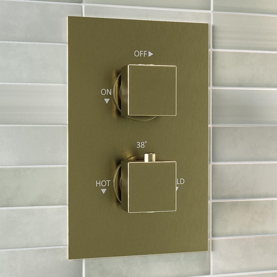 Brushed Brass 1 Outlet Thermostatic Mixer Shower Set With Hand Shower- Zana