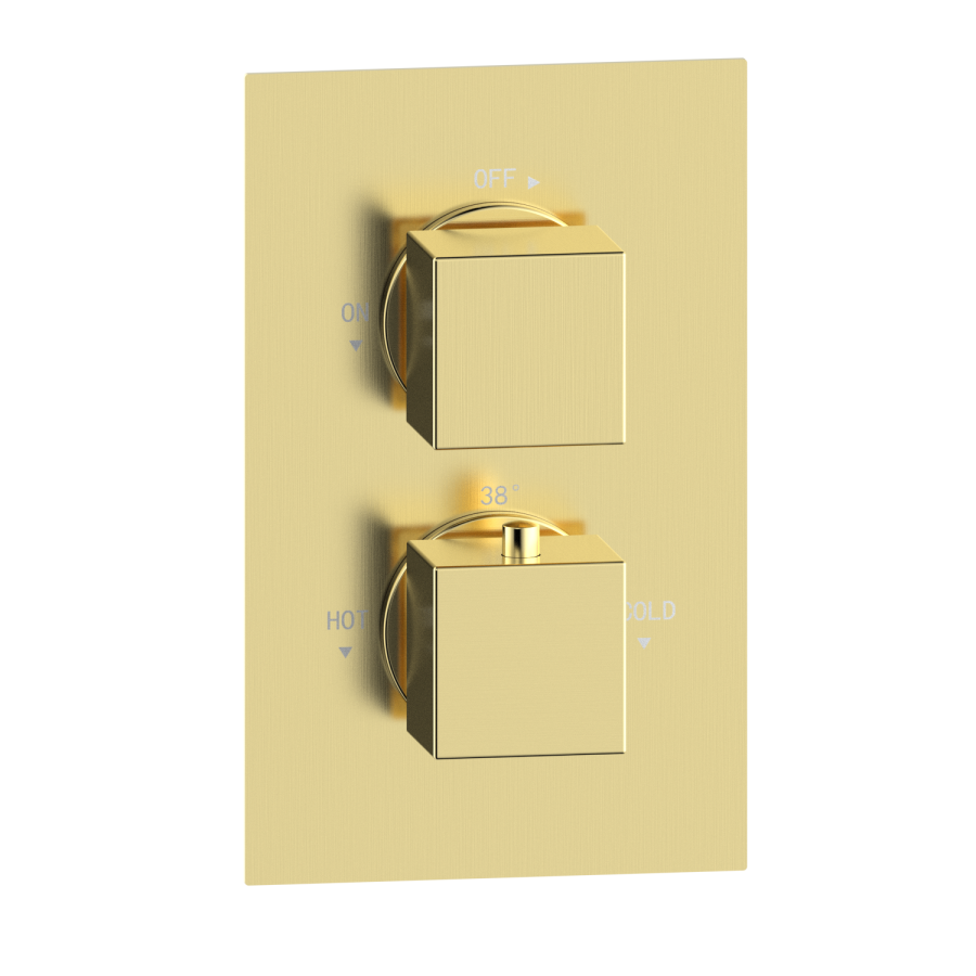 Brushed Brass 1 Outlet Thermostatic Mixer Shower Set With Hand Shower- Zana
