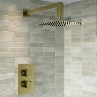 Brushed Brass 1 Outlet Wall Mounted Thermostatic Mixer Shower Set - Zana