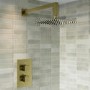 Brushed Brass 1 Outlet Wall Mounted Thermostatic Mixer Shower Set - Zana