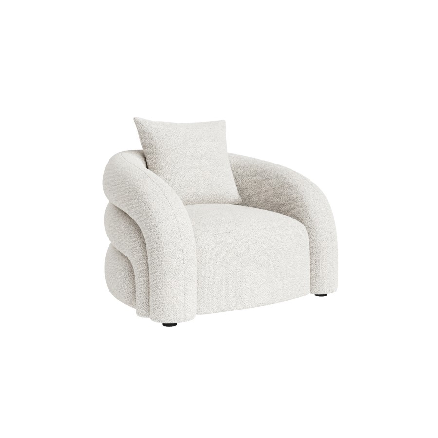 Cream Boucle Accent Chair with Cushion - Zuri