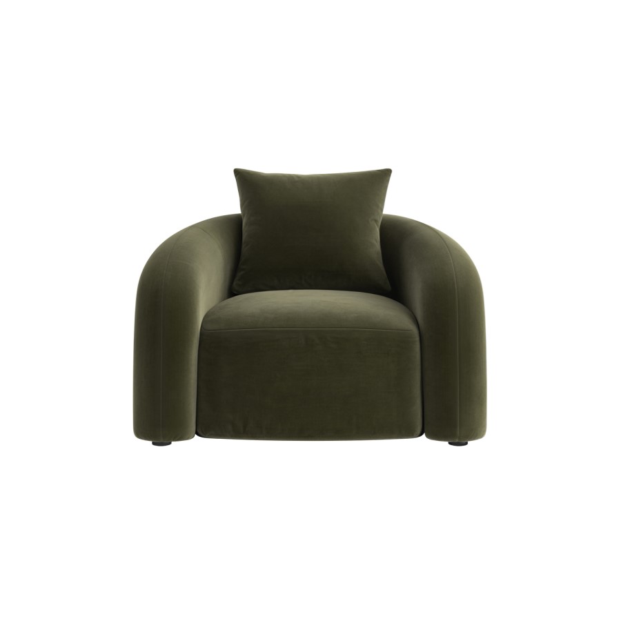 Green Velvet Accent Chair with Cushion - Zuri