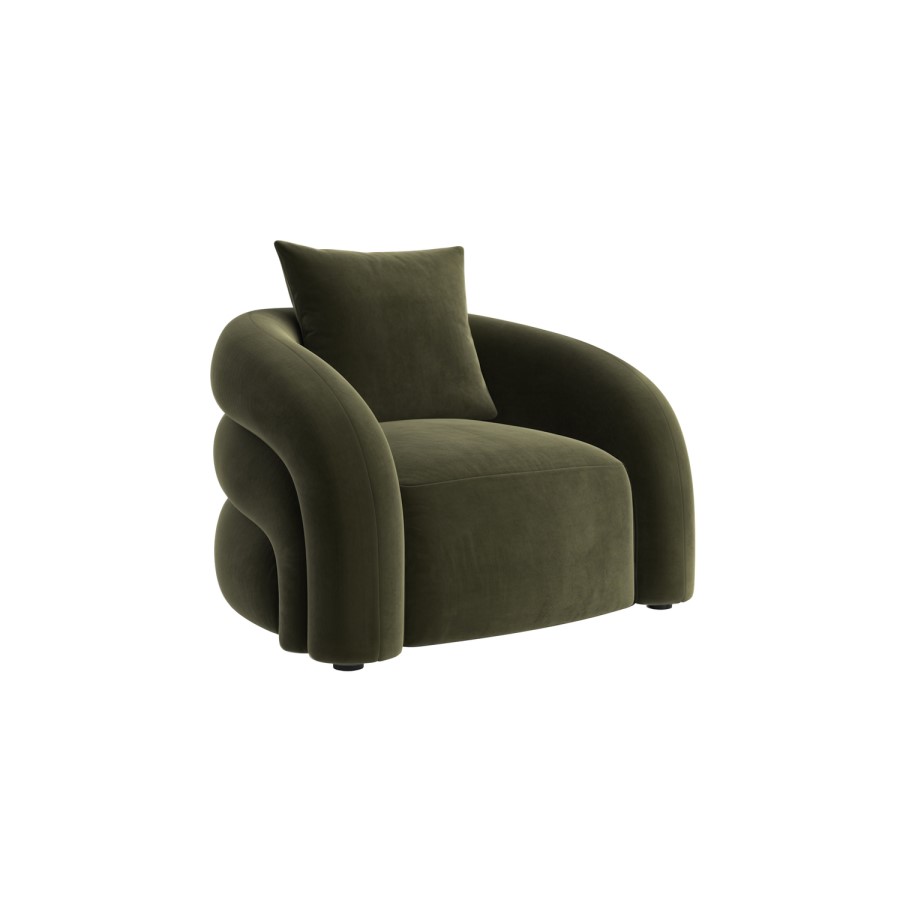 Green Velvet Accent Chair with Cushion - Zuri