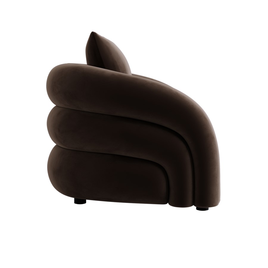 Brown Velvet Accent Chair with Cushion - Zuri
