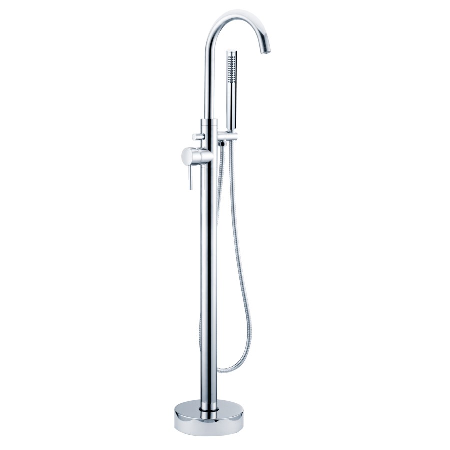 Chrome Mixer Shower with Freestanding Bath and Basin Tap Set - Arissa