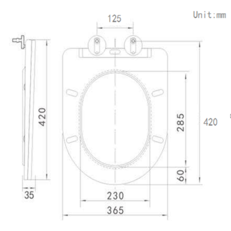 Matt Grey Round Soft Close Toilet Seat with Quick Release - Verona