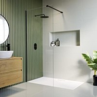 1000mm Black Shower Screen for Wet Room & Walk In Shower – Corvus