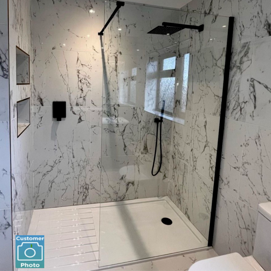 1000mm Black Shower Screen for Wet Room & Walk In Shower – Corvus