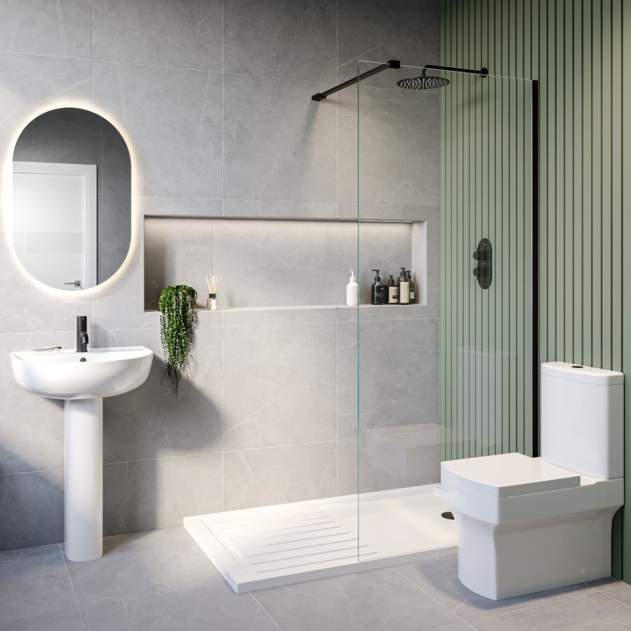 1200mm Black Shower Screen for Wet Room & Walk In Shower – Corvus