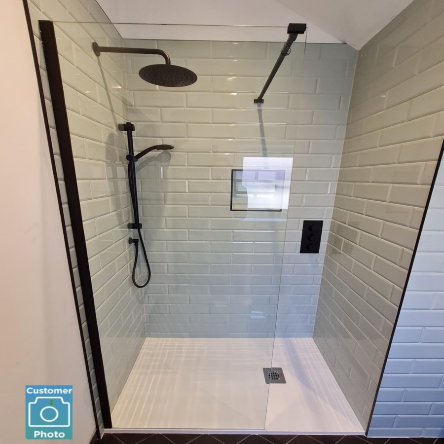 1200mm Black Shower Screen for Wet Room & Walk In Shower – Corvus