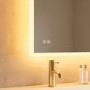Rectangular Heated Bathroom Mirror with Lights Shaver Socket & Bluetooth Speaker 800 x 600mm - Divine