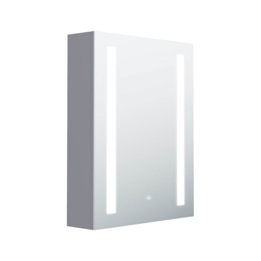 Single Door Chrome Bathroom Mirror Cabinet with Lights 500 x 700mm - Capricorn