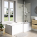 L Shaped Shower Bath with Front Panel & Bath Screen, Left Hand 1700 x 750mm - Yale