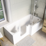 L Shaped Shower Bath with Front Panel & Bath Screen, Left Hand 1700 x 750mm - Yale