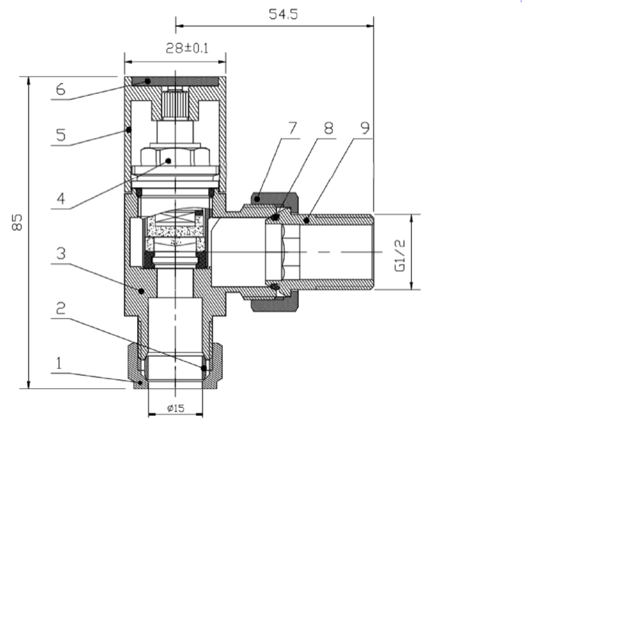 Matt Black Square Angled Radiator Valves