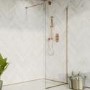800mm Wet Room Shower Screen Bronze Frameless with Wall Support Bar - Live Your Colour