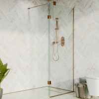 700mm Bronze Shower Screen for Wet Room & Walk In Shower with 350mm Hinged Flipper Return Panel – Live Your Colour