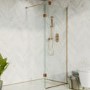 700mm Bronze Shower Screen for Wet Room & Walk In Shower with 350mm Hinged Flipper Return Panel – Live Your Colour