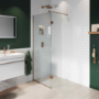 700mm Bronze Shower Screen for Wet Room & Walk In Shower with 350mm Hinged Flipper Return Panel – Live Your Colour