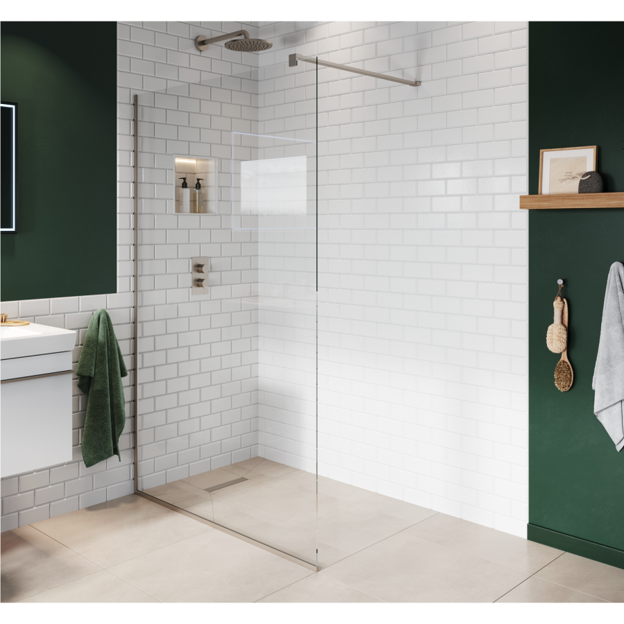 900mm Nickel Shower Screen for Wet Room & Walk In Shower - Live Your Colour
