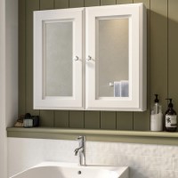 Double Door White Bathroom Mirror Cabinet  667 x 600mm - Westbury