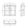 Double Door Grey Bathroom Mirror Cabinet  667 x 600mm - Westbury