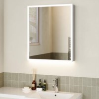 Double Door Chrome Bathroom Mirror Cabinet with Lights, Bluetooth Speaker & Demister 600 x 700mm - Ursa
