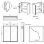 Double Door Chrome Bathroom Mirror Cabinet with Lights, Bluetooth Speaker & Demister 600 x 700mm - Ursa