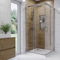 800x800mm Chrome 6mm Glass Square Corner Entry Shower Enclosure - Carina