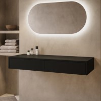 1200mm Black Wall Hung Double Countertop Vanity Unit - Lugo