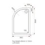 900x760mm Left Hand Offset Quadrant 45mm White Stone Resin Shower Tray – Pearl