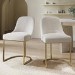 Set of 2 Beige Boucle Dining Chairs with Gold Legs - Callie