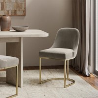 Set of 2 Mink Velvet Dining Chairs with Gold Legs - Callie