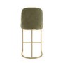 Set of 2 Sage Green Velvet Kitchen Stools with Gold Legs - Callie