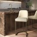 Beige Upholstered Kitchen Stool with Brass Legs - Callie
