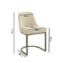 Set of 6 Beige Upholstered Dining Chairs with Brass Legs - Callie