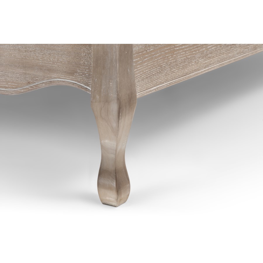 Oatmeal Fabric and Oak Wooden Super King Bed Frame - Camille