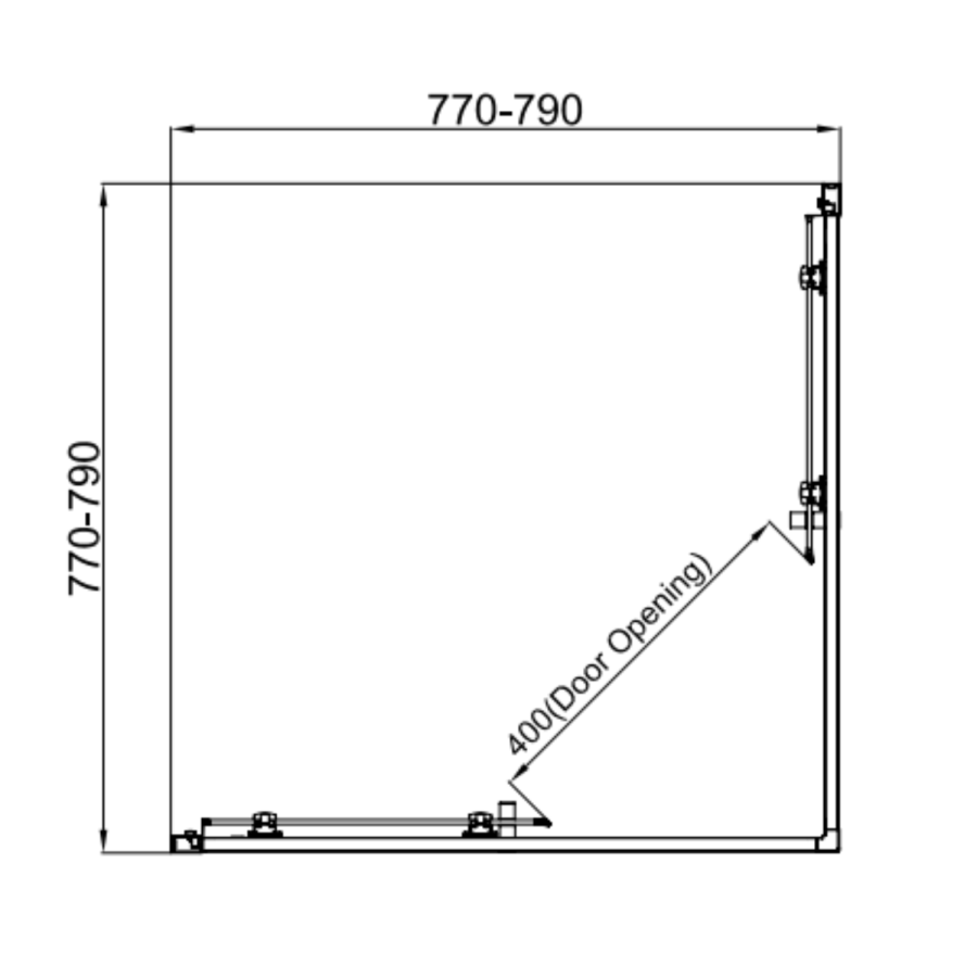 800x800mm Chrome 6mm Glass Square Corner Entry Shower Enclosure - Carina