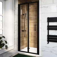 900mm Black Bi-Fold Door Shower Enclosure 6mm Glass - Carina