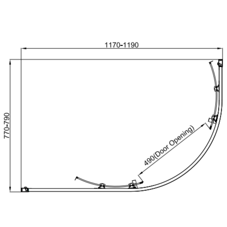 1200x800mm Carina 6mm Offset Quadrant