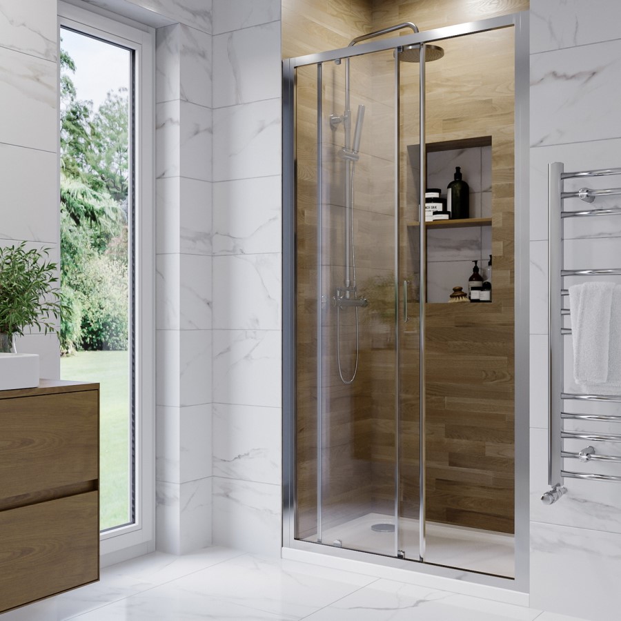1000mm Chrome Sliding Door Shower Enclosure 6mm Glass - Carina