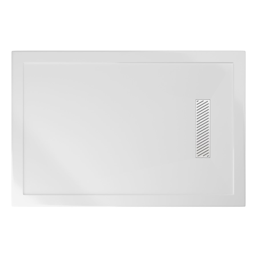 1000x800mm Rectangular 25mm Slimline White Stone Resin Shower Tray – Cascade