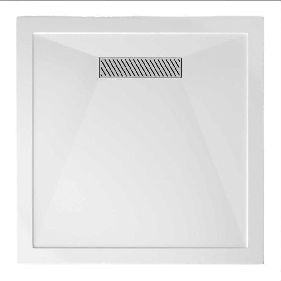 900x900mm Square 25mm Slimline White Stone Resin Shower Tray – Cascade