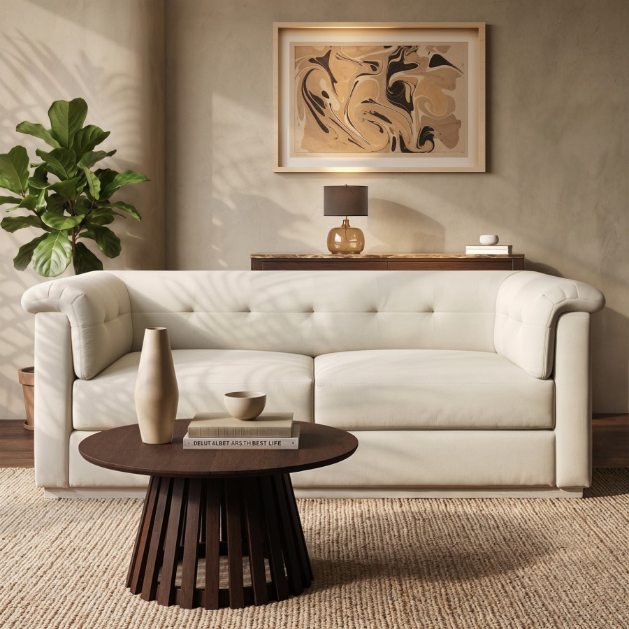 Cream Chenille 3 Seater Sofa - Caleb