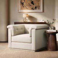 Cream Chenille Armchair - Caleb 