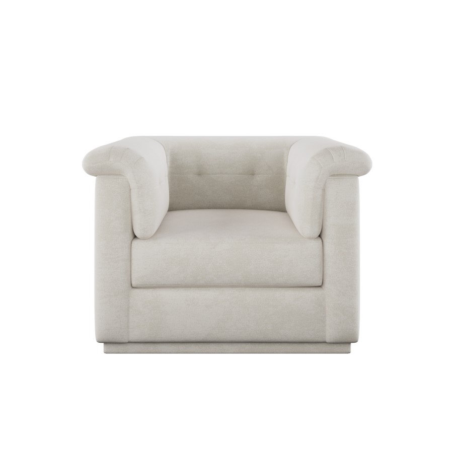 Cream Chenille Armchair - Caleb 