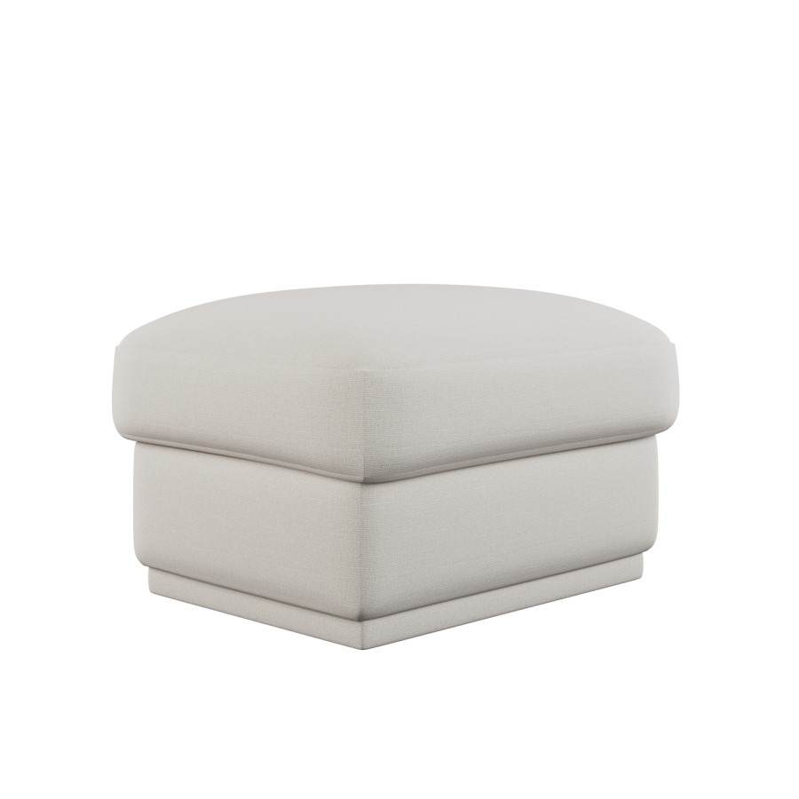 Cream Chenille Ottoman Storage Footstool - Caleb