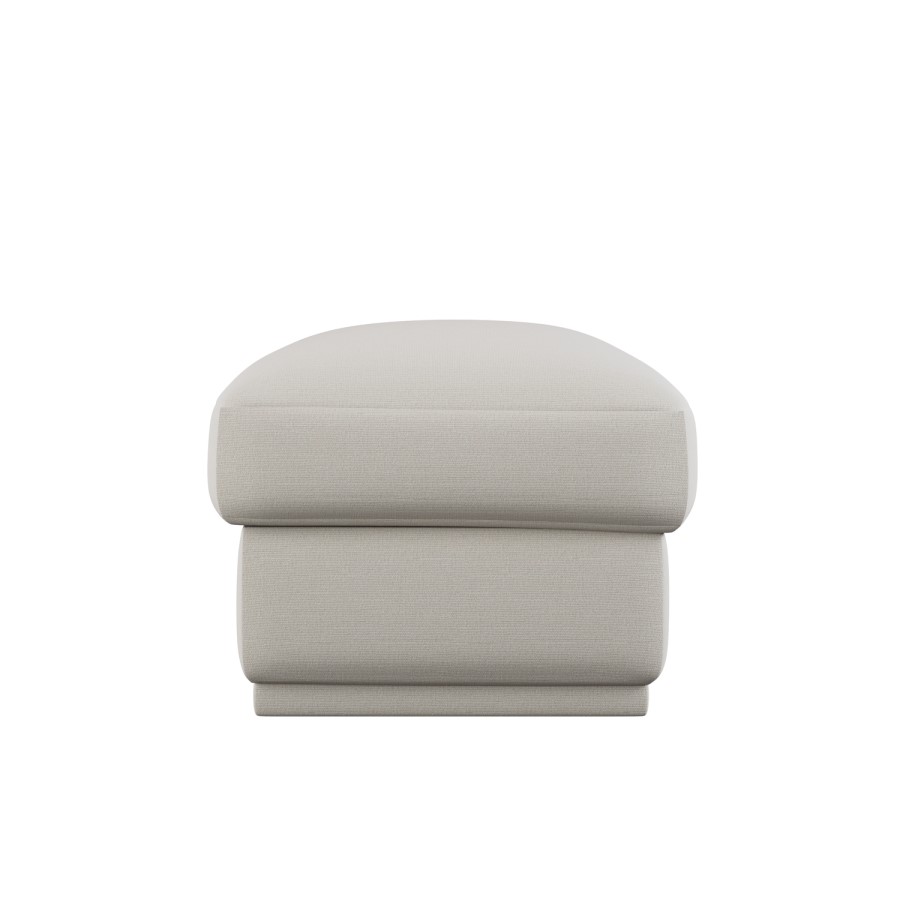 Cream Chenille Ottoman Storage Footstool - Caleb
